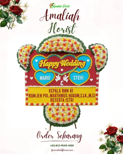 Karangan Papan Bunga Pernikahan di 1 Ulu